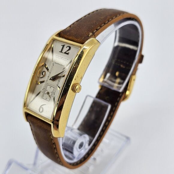 VTG Hamilton Women's Watch 22MM Gray Dial Brown Leather Bands New Battery - Picture 2 of 16